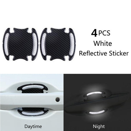 Color: White, style: Bat - Carbon fiber handle anti-scratch nail cover car sticker car door handle wrist anti-scratch sticker paint protection film reflective