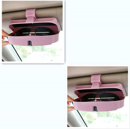 Color: Pink 2pcs - Car glasses case car sun visor bill glasses clip