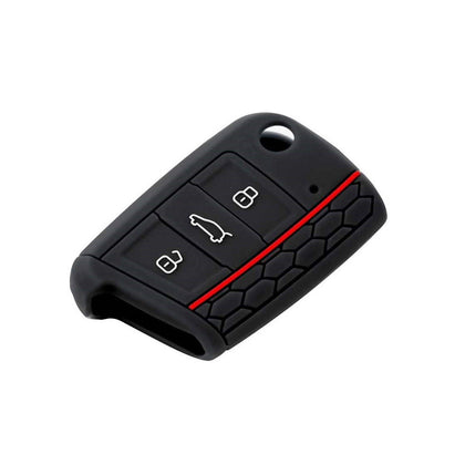 Color: Red - Brand New Color Silicone Key Case Car Key Case