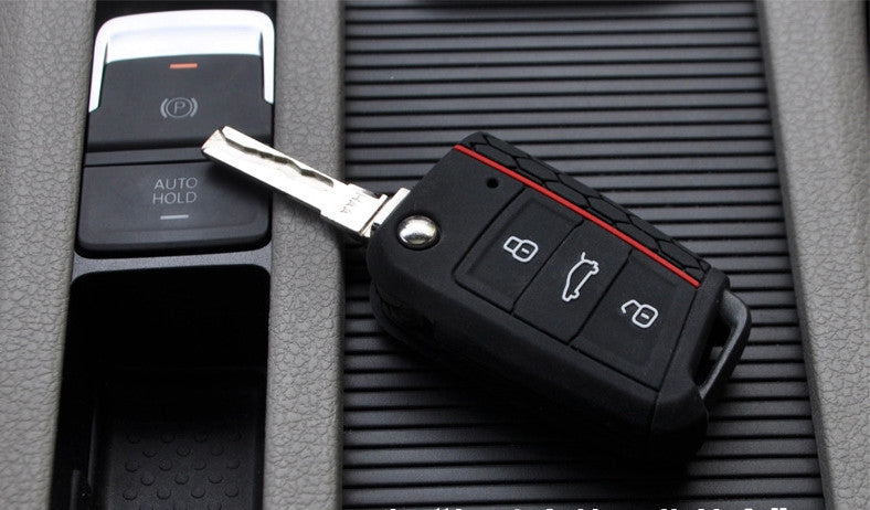Color: Sport version red edge black - Brand New Color Silicone Key Case Car Key Case