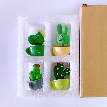 Color: B - Animal Cactus Small Potted Resin Car Decoration