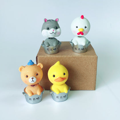 Color: H - Animal Cactus Small Potted Resin Car Decoration
