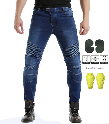 Color: Paragraph F, Size: 2XL - Kevlar Motorcycle Jeans Men And Women High Elastic Motorcycle Riding Knight Pants Racing Pants