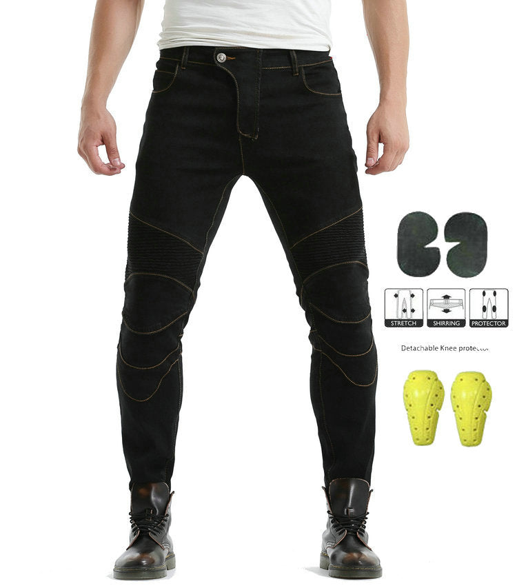 Color: Paragraph B, Size: M - Kevlar Motorcycle Jeans Men And Women High Elastic Motorcycle Riding Knight Pants Racing Pants