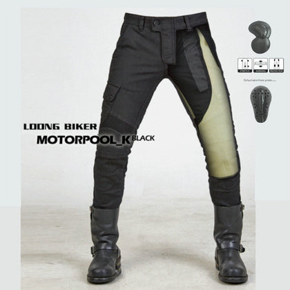 Color: Paragraph G, Size: 3XL - Kevlar Motorcycle Jeans Men And Women High Elastic Motorcycle Riding Knight Pants Racing Pants