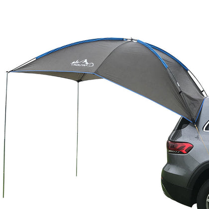 Outdoor Car Self-driving Camping Camping Car Side Roof Car Side Sunshade Canopy Rear Tent - Color: Check cloth, style: Two poles