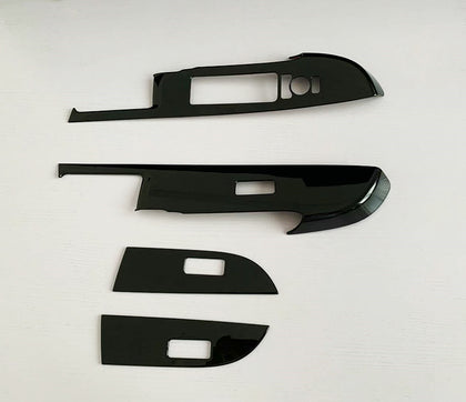 style: Glass switch, Color: Piano black - Carbon Fiber Pattern Glass Lifting Inner Handle Decorative Frame Interior Modification