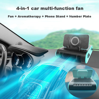 Car Multi-function Wireless Charging Fan Aromatherapy Stop Sign Mobile Phone Holder