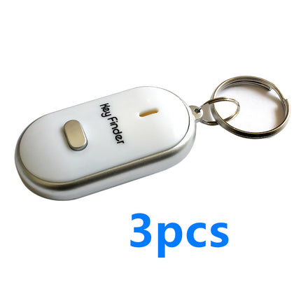 Color: White 3pcs - New LED whistle control induction key ring Elderly key finder Multi-function key anti-lost device