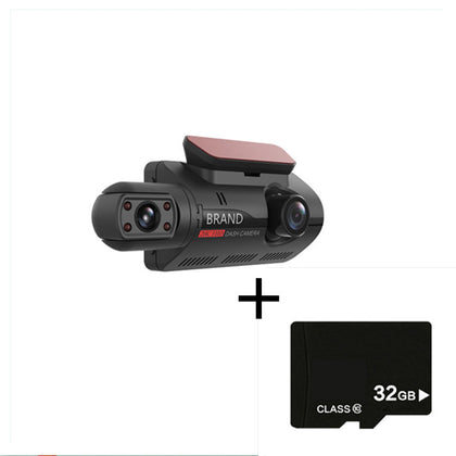 Color: Black with 32G Memory card - Hidden Driving Recorder 3 Inch IPS Screen, Front HD And Rear Non-Light Night Vision Dual Recording