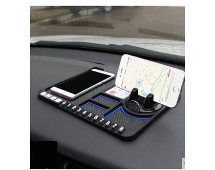 Color: Large revolving blue circle - Car mobile phone bracket car anti-skid pad car car navigation device anti-mite pad instrument panel multi-function storage pad