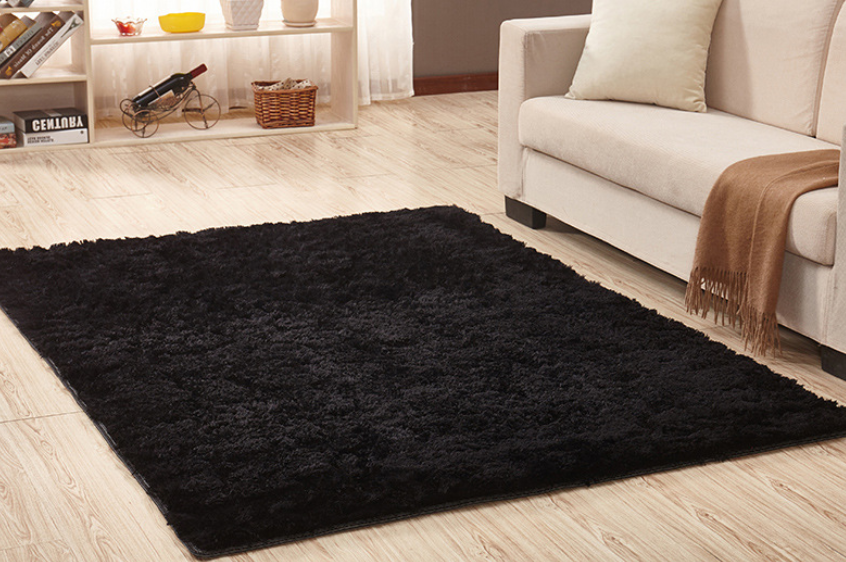 Color: Black, Size: 80x160cm - Living room coffee table bedroom bedside non-slip plush carpet