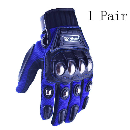 Color: blue, Size: M - Hot Style Off-Road Motorcycle Riding Gloves Alloy Protective