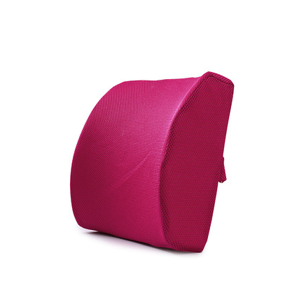 Color: Rose red - Breathable ice mesh eye memory cotton waist by universal car waist pad car with waist cushion office seat protector waist