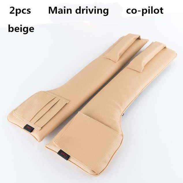 Color: Beige, Quantity: 2, Style: Main driving copilot - Car Seat Gap Filler Pocket