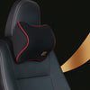 Color: Black red Headrest - Car Memory Foam Headrest Lumbar Cushion Set