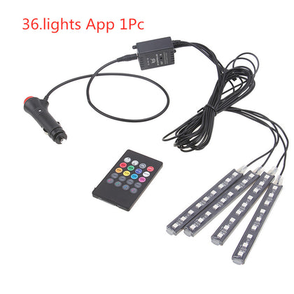 style: 36.lights App 1Pc - Wireless Remote Car RGB Lights LED Strip Neon Lamp Decorative Atmosphere Lights