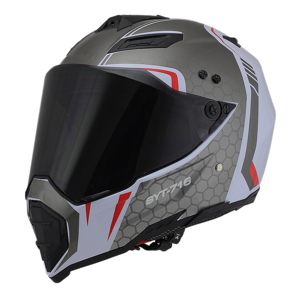 Handsome full-cover motorcycle off-road helmet - Color: White applique brown, Size: M