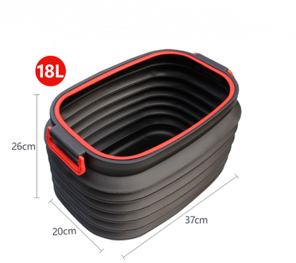 Color: Black, Capacity: 18L, Style: With cover - Vehicle-Mounted Retractable Fishing Car Washing Bucket