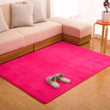 Memory cotton coral velvet carpet Living room bedroom door mats Bathroom kitchen non-slip absorbent carpets - Color: Rose red, Size: 80x120cm
