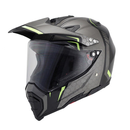 Handsome full-cover motorcycle off-road helmet - Color: Black applique open, Size: S