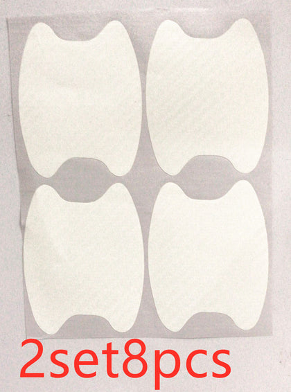 Color: White 2set - 4pcs / set of door stickers carbon fiber scratch-resistant car handle stickers
