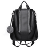 Color: Dark Black - 2021 new soft leather backpack female large capacity retro wind backpack multi-function bag dual-use