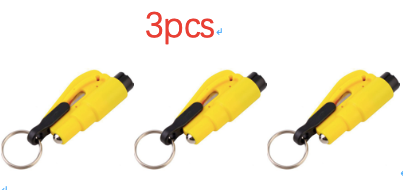Color: Yellow 3pcs - 3 in 1 Emergency Mini Hammer Safety Auto Car Window Glass Switch Seat Belt Cutter Car Safety Hammer Rescue Escape Tool