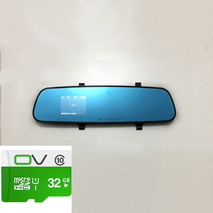 Color: Blue With 32GB, Size: 2.4inch - 1080P HD Rearview Mirror Driving Recorder
