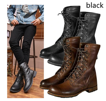 Size: Black 46 - European and American fashion men's boots shoes hot sale motorcycle boots knight boots