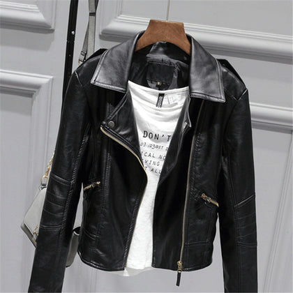 Color: Black Washed Leather, Size: L - Ladies motorcycle leather