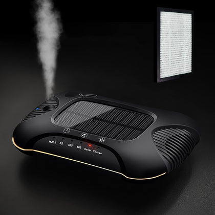 Color: Black, Style: Humidify Filter - Solar car air purifier