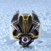Size: Number 12, Color: Gold - Stainless steel cobra motorcycle ring
