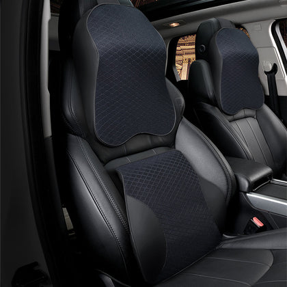 Color: Black, style: Set - Car Headrest Waist By Breathable Mesh High Resilience