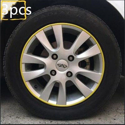 Color: Yellow 3pcs - Rimblades Car Vehicle Color Wheel Rims Protectors Decorative Strip 8M/ Roll