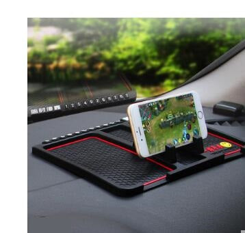 Color: Big red - Car mobile phone bracket car anti-skid pad car car navigation device anti-mite pad instrument panel multi-function storage pad