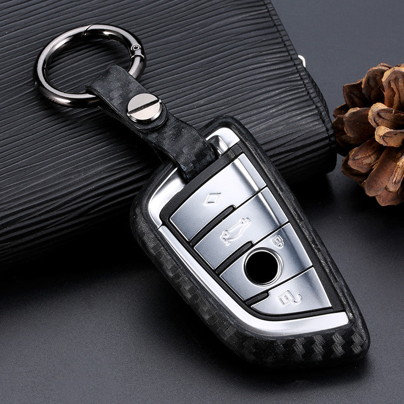 Style: Single bag round buckle - Carbon fiber blade key case cover case