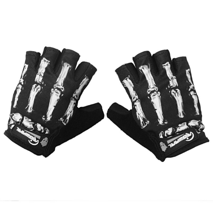Color: Short white, Size: XL - Motorcycle riding gloves Bicycle long finger gloves outdoor sports autumn and winter models Ghost claws all refers to sports outdoor