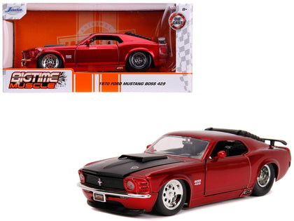 1970 Ford Mustang Boss 429 Candy Red with Black Hood 