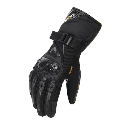 Color: Long black, Size: XL - Riding motorcycle full finger gloves
