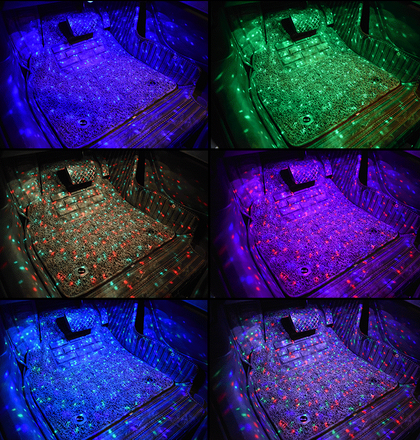 Color: Colorful, Style: Intelligent - Car interior modification colorful sound control led decorative atmosphere lamp