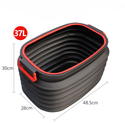 Color: Black, Capacity: 37L, Style: With cover - Vehicle-Mounted Retractable Fishing Car Washing Bucket