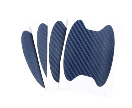 Color: Blue - 4pcs / set of door stickers carbon fiber scratch-resistant car handle stickers