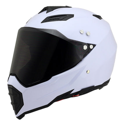 Handsome full-cover motorcycle off-road helmet - Color: White brown, Size: S