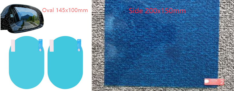 Anti-Moist Waterproof Side Mirror Sticker - Style: Oval+Side X2, Color: B, Size: 145x100mm