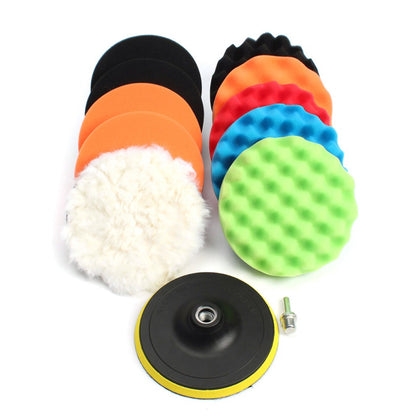 Size: 3 inch, Quantity: Q12pcs - Direct car polishing plate flat wave waxing sponge ball self-adhesive sponge disk wool polishing wheel