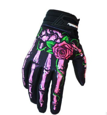 Color: Pink, Size: S - Motorcycle riding gloves Bicycle long finger gloves outdoor sports autumn and winter models Ghost claws all refers to sports outdoor