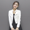 Color: White, Size: L - Autumn and winter women's stand collar zipper leather short coat Korean version of pu slim slimming jacket small coat motorcycle suit