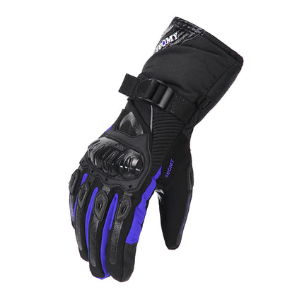 Color: Long blue, Size: M - Riding motorcycle full finger gloves