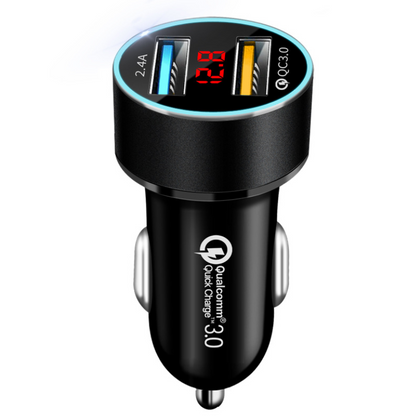 Color: Black QC3.0 2.4A - LED digital display car charger